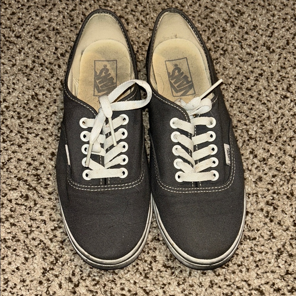 Vans Men's Grey and White Canvas Sneakers